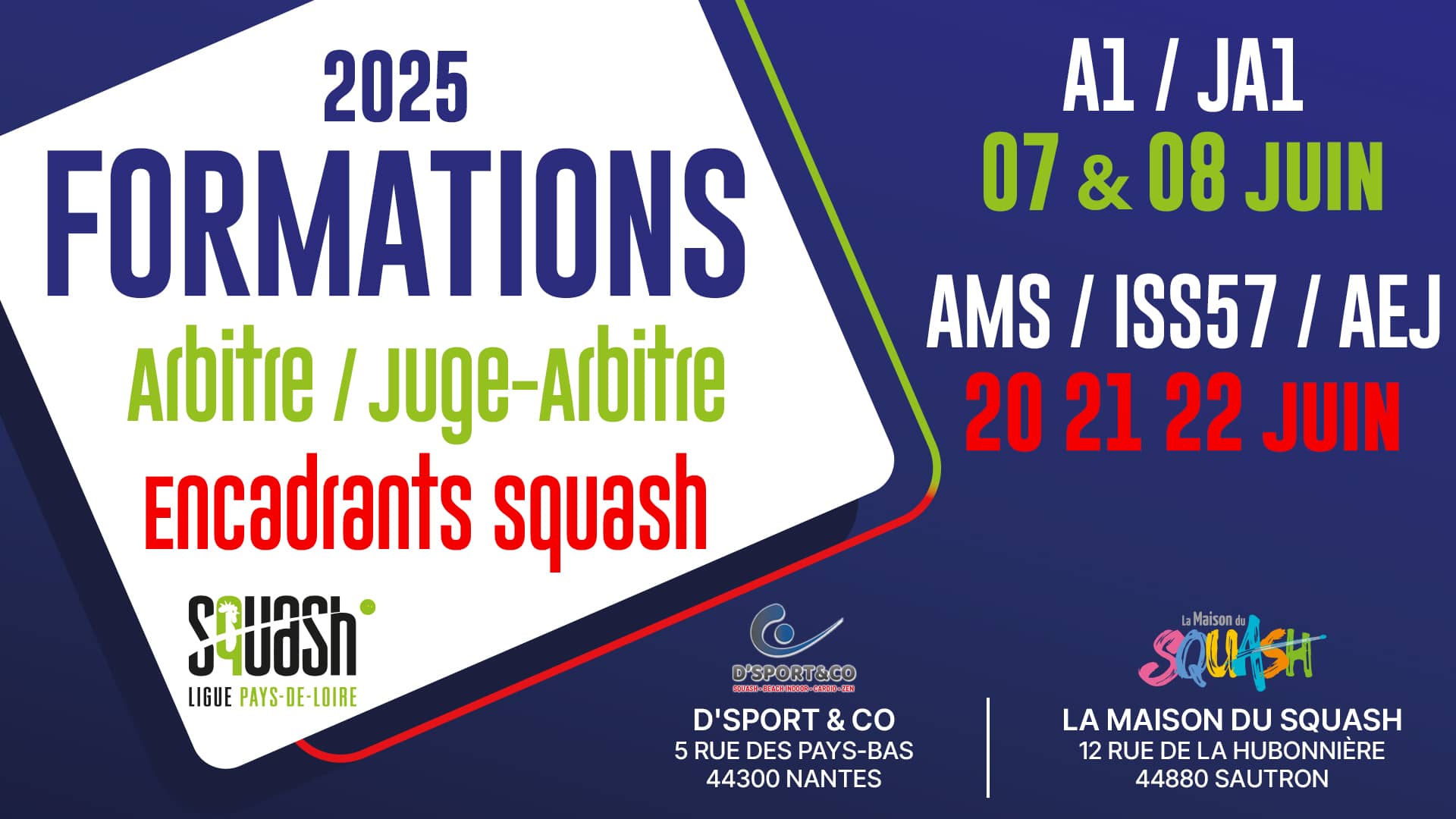 Formations Ligue de Squash PDL Juin 2025