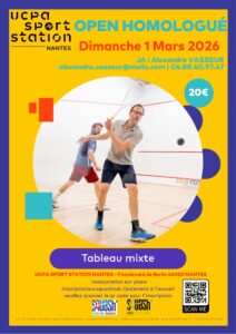 Open d’un Jour de squash organisé à l’UCPA Sport Station Nantes le dimanche 1er mars 2026, compétition ouverte à tous.