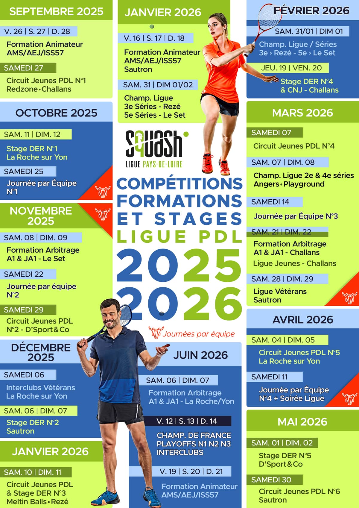 Programme officiel Ligue de Squash Pays de la Loire 2025/2026 — aperçu web