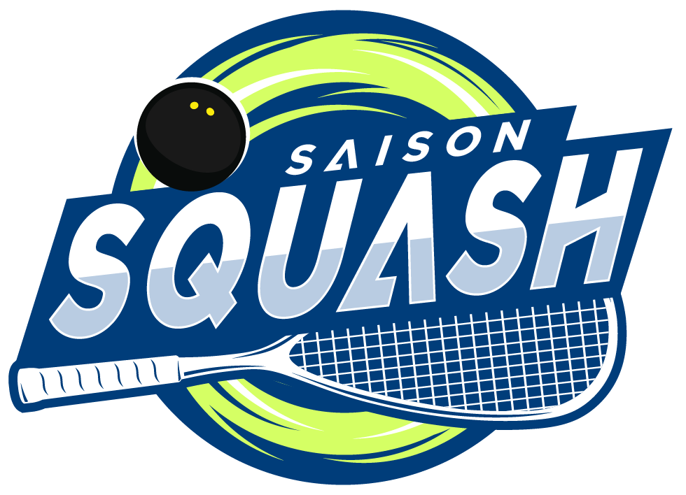 Saison Squash – Ligue Pays de la Loire Logo Saison Squash avec raquette, balle et effet graphique dynamique